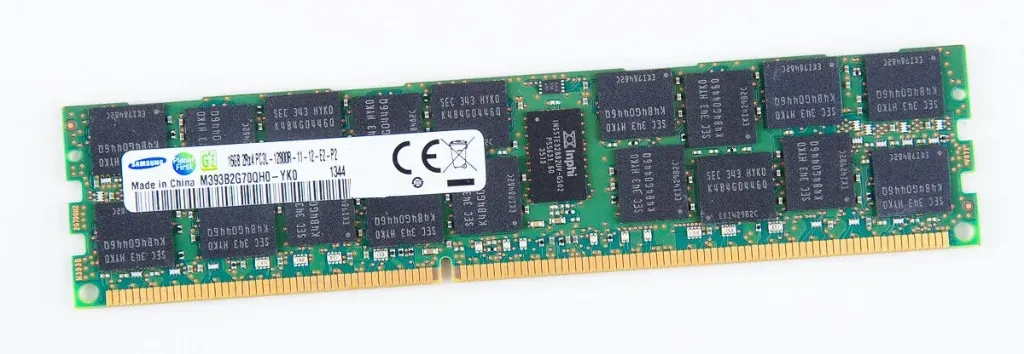 Samsung 1x 16GB DDR3-1600 RDIMM PC3L-12800R Dual Rank x4 Module M393B2G70QH0-YK0